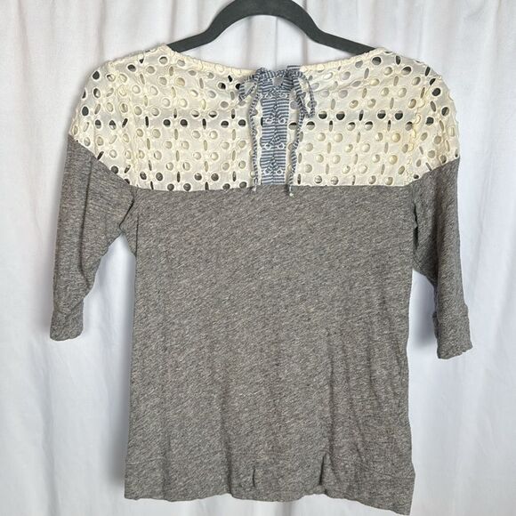 Anthropologie Mixed Media Eyelet Top - xs - Picture 3 of 8